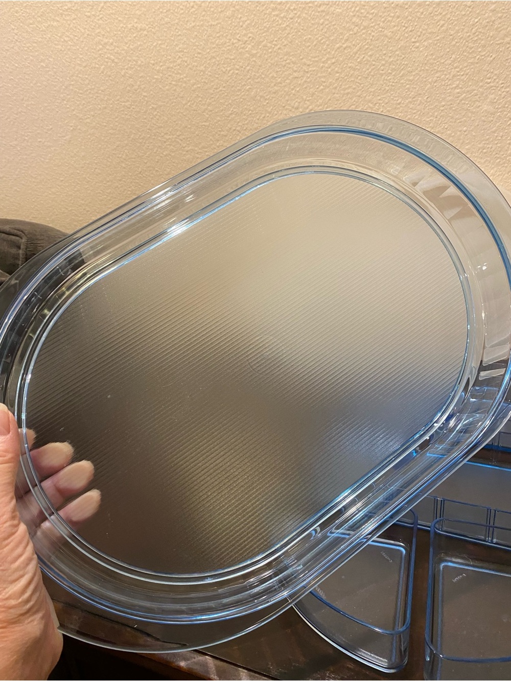 VTG Tupperware Blue PRELUDIO Watercolor Serving Oval Divided Serving Tray w/Lid - Picture 6 of 14